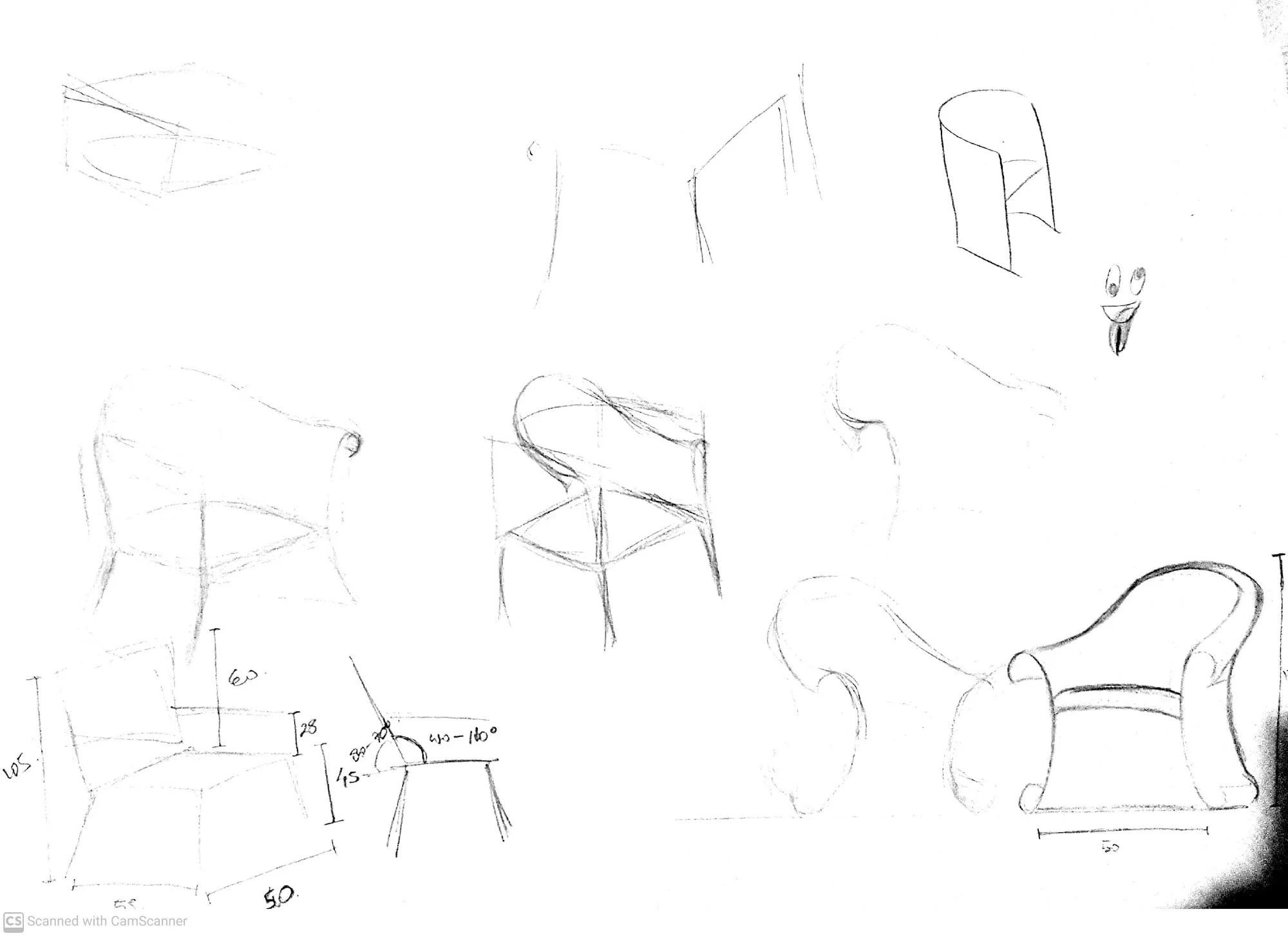 Harth Chair: early ideation sketches
