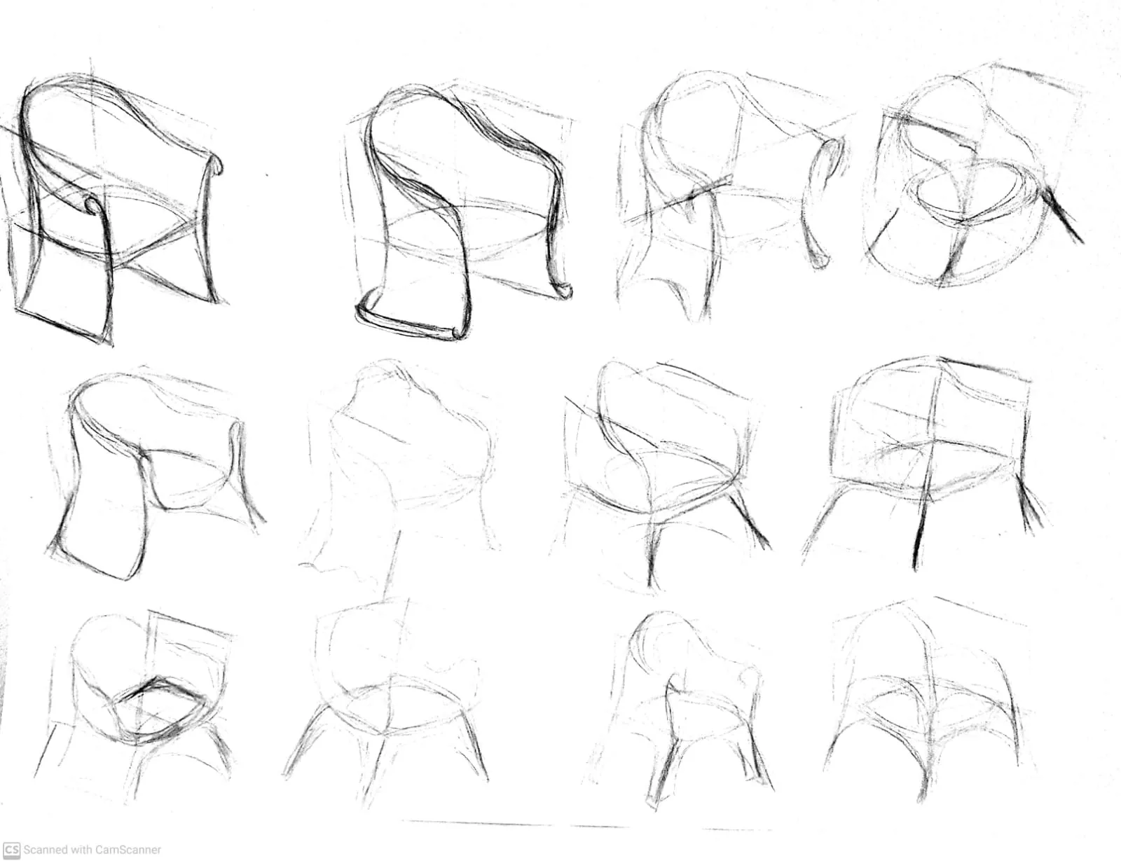 Harth Chair: form exploration sketches