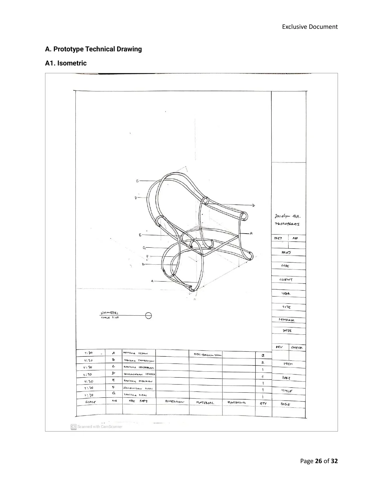 Harth Chair: technical drawing