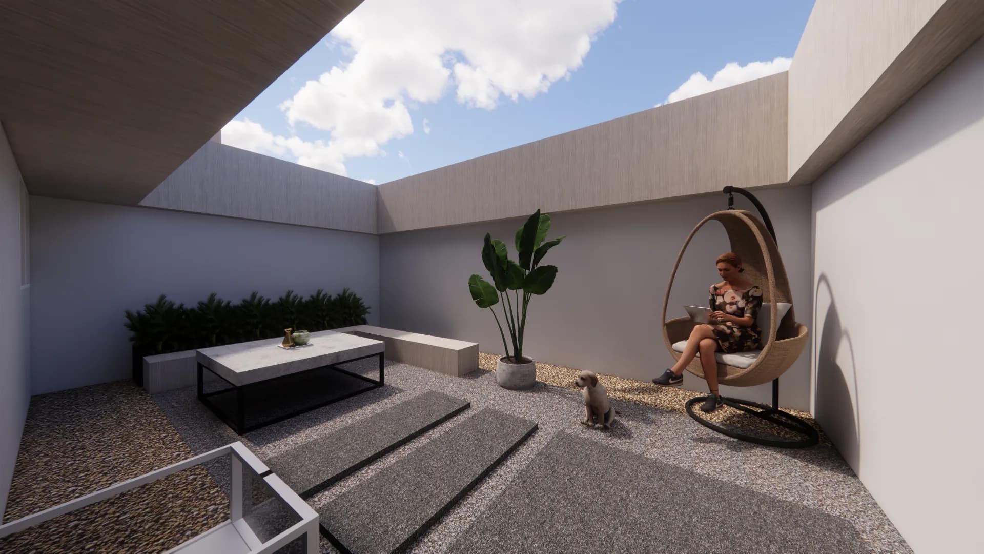 NeoFos House: backyard skylight terrace