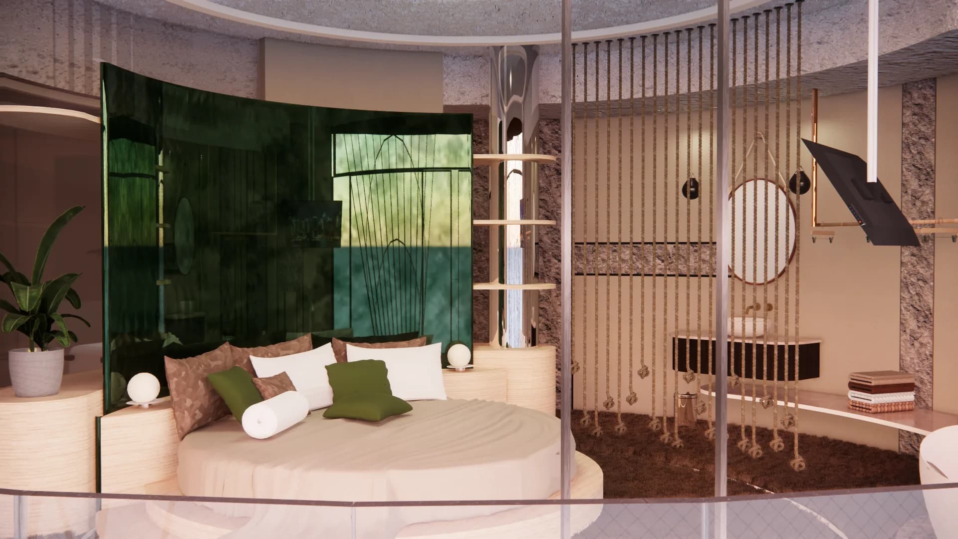 Persephone’s Magic Pearl: honeymoon suite perspective