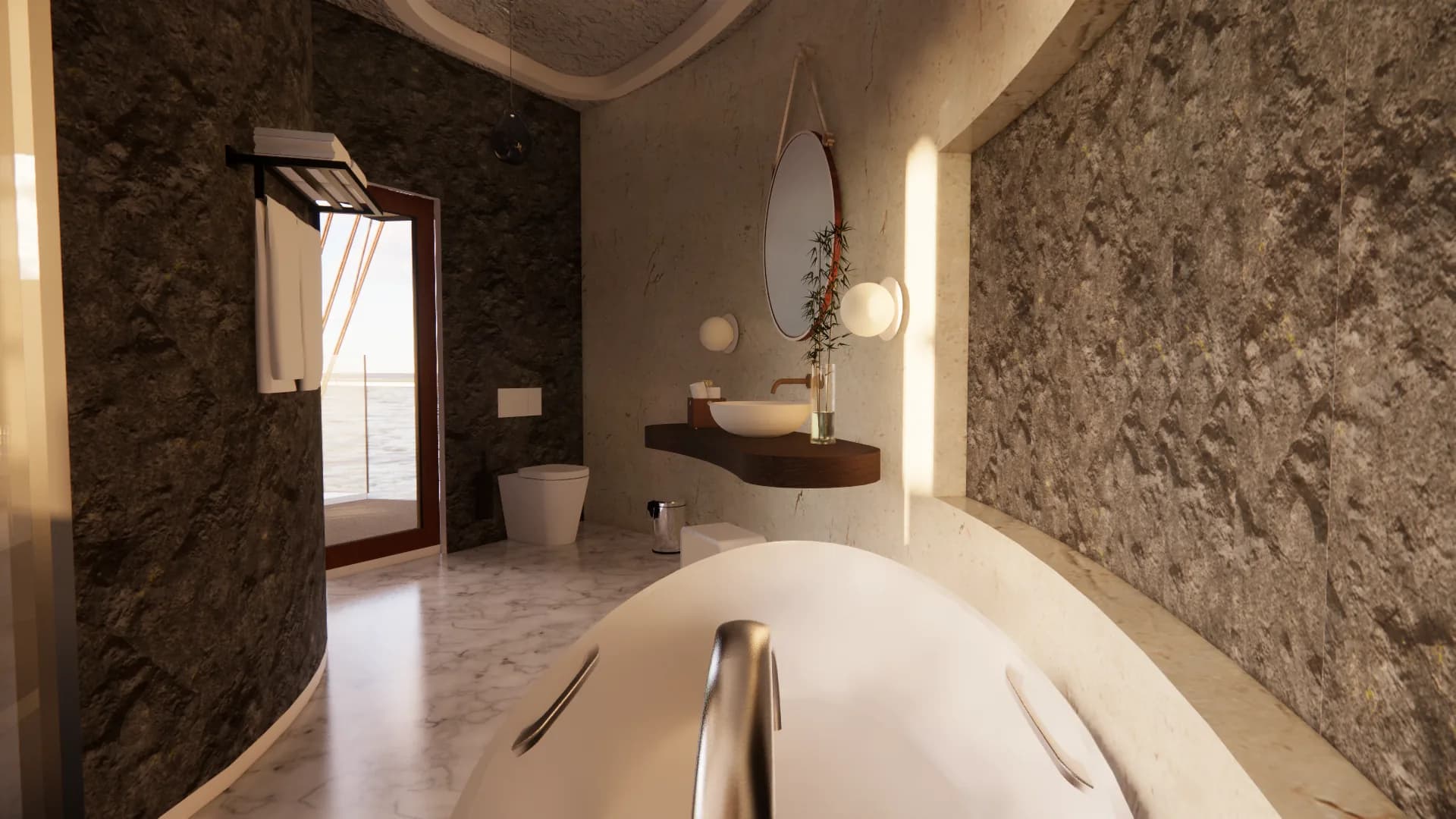 Persephone’s Magic Pearl: villa bathroom